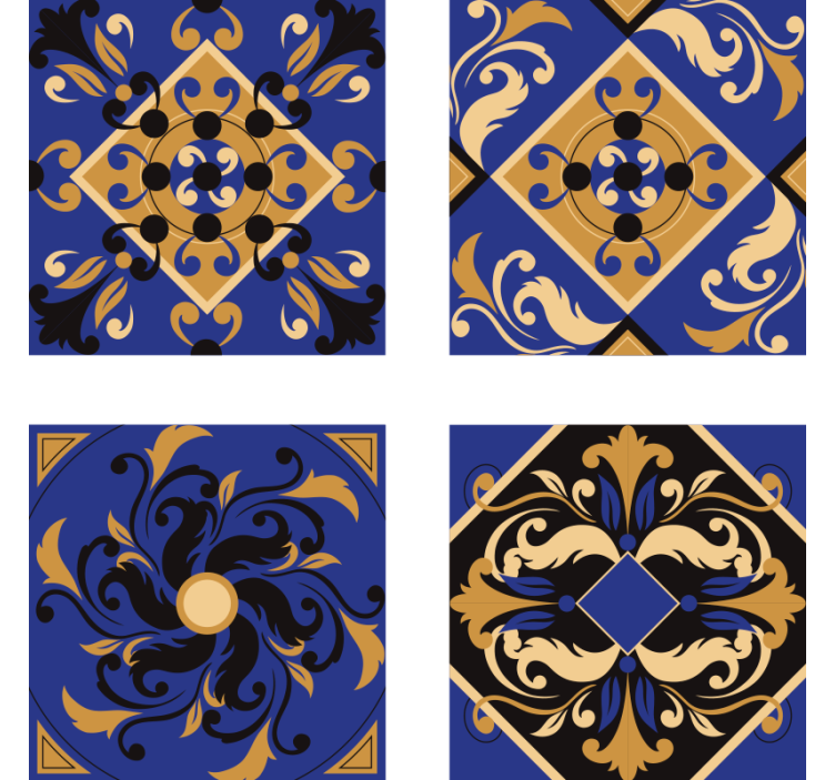 Papel de parede azulejo com azulejos ornamentais - TenStickers