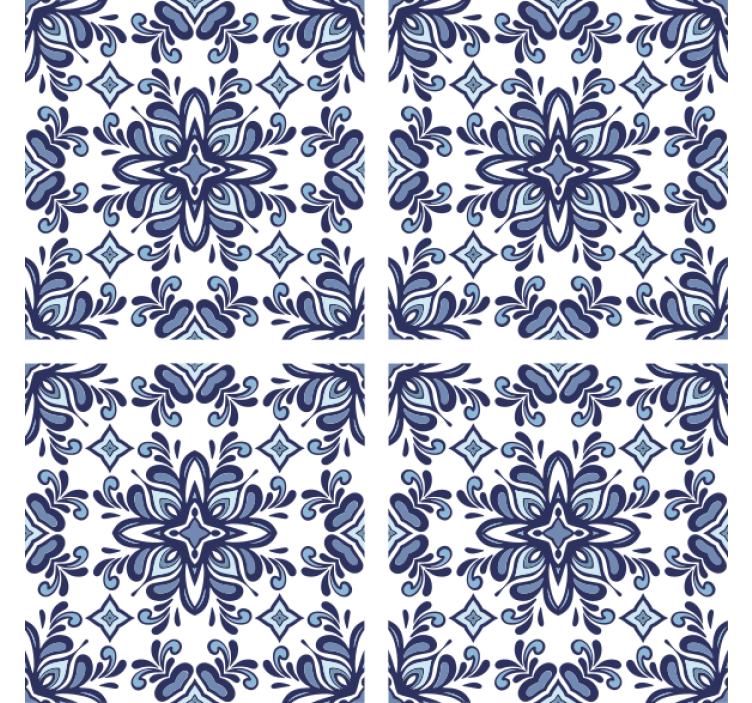 Papel de parede azulejo estilo marroquino azul - TenStickers
