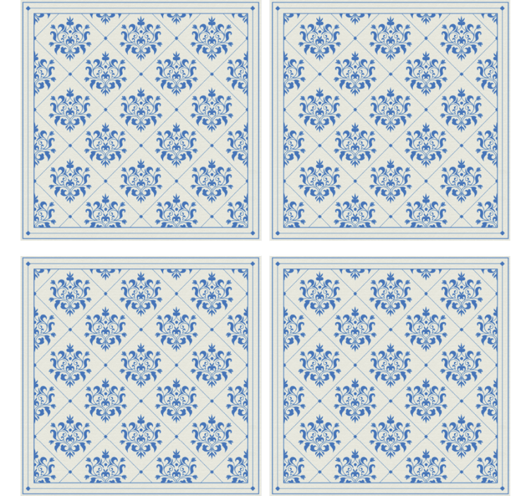 Papel de parede azulejo padrão floral e ornamental - TenStickers