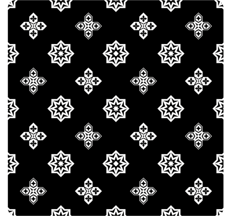 Papel de parede azulejo padrão vintage preto e branco - TenStickers