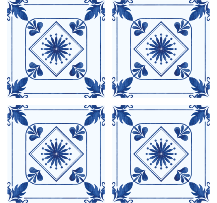 Papel de parede azulejo arranjo floral elaborado - TenStickers