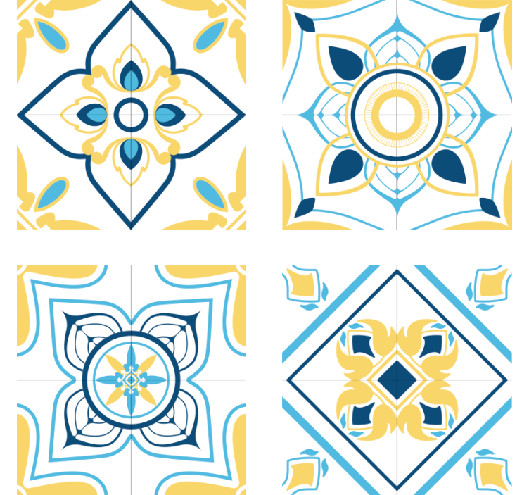 Papel de parede azulejo com padrões geométricos - TenStickers