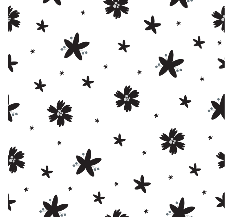 Papel de parede flores padrão floral em preto e branco - TenStickers