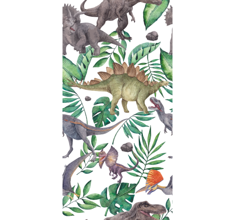 Papel de parede dinossauros padrão aquarela jurássico - TenStickers