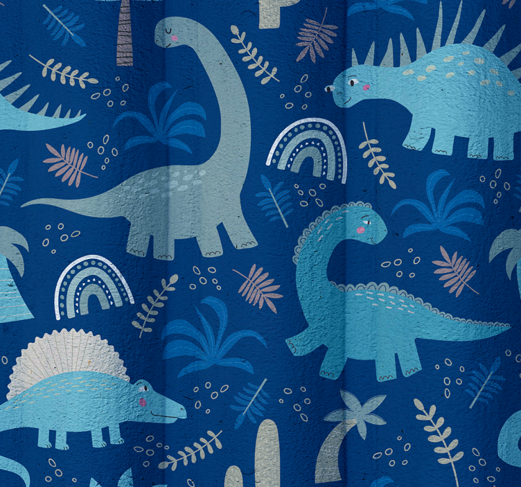 Papel de parede dinossauros em tons de azul - TenStickers