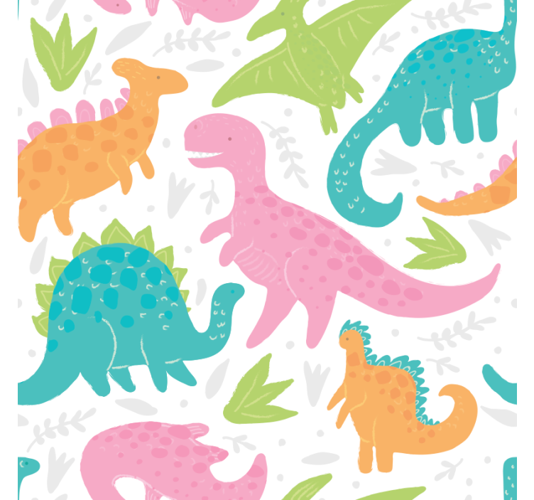 Papel de parede dinossauros em cores pasteis - TenStickers