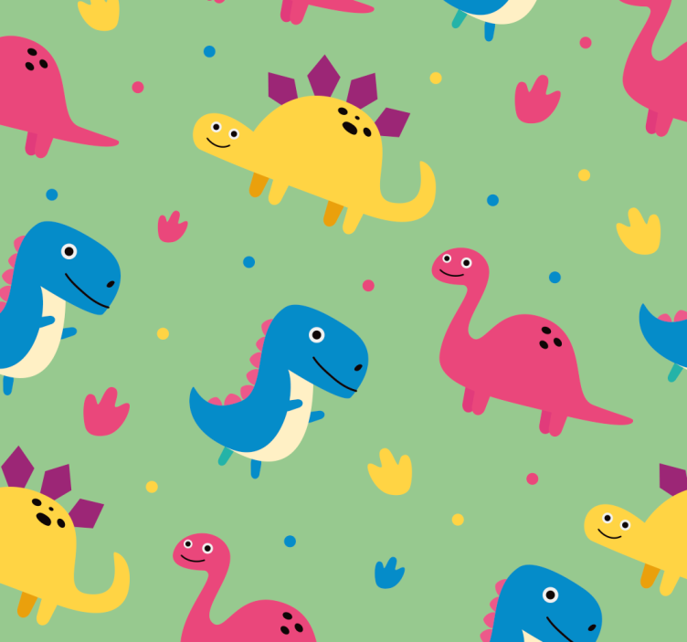Papel de parede dinossauros estilo colorido - TenStickers