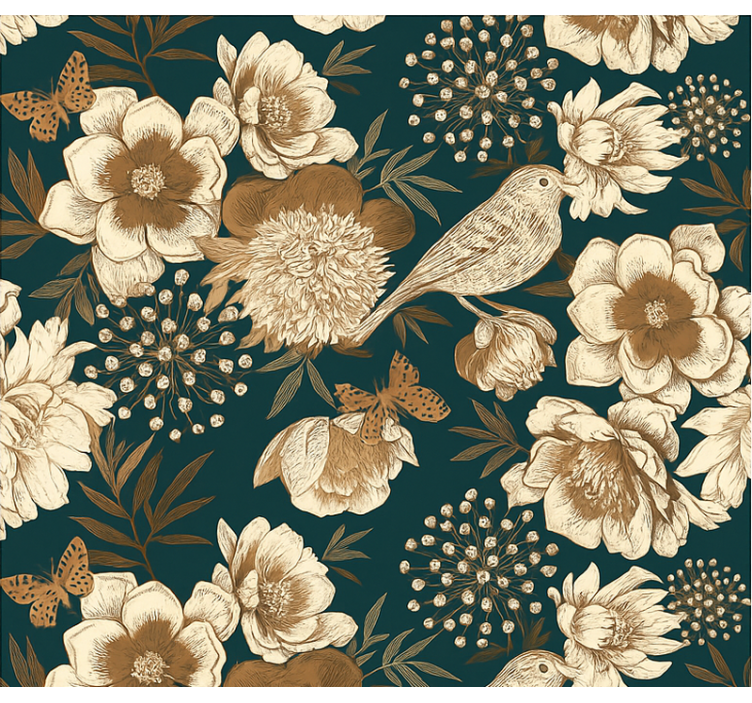 Papel de parede pássaros botânica chinesa vintage - TenStickers