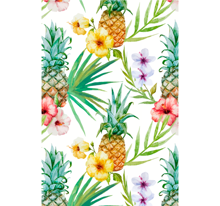 Papel de parede flores abacaxi pintado - TenStickers