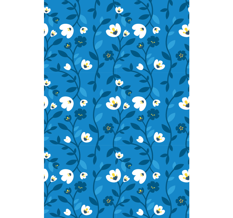 Papel de parede flores brancas com fundo azul - TenStickers