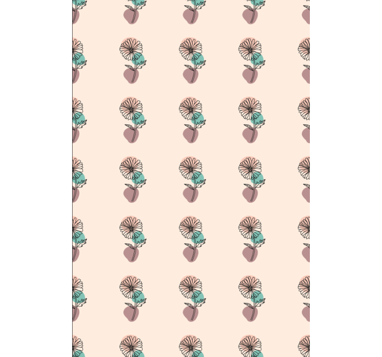 Papel de parede flores desenho em linha de margarida - TenStickers