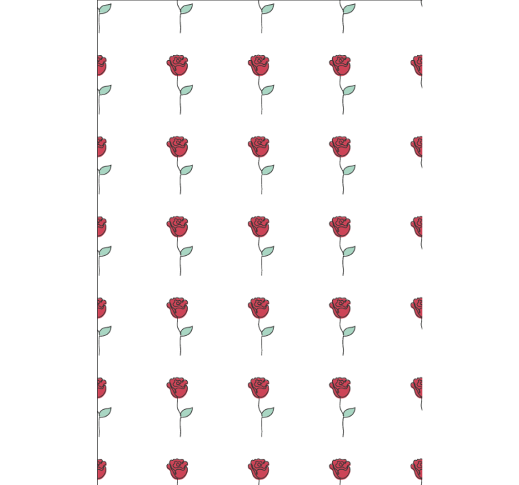 Papel de parede flores desenho de linha rosa vermelha - TenStickers