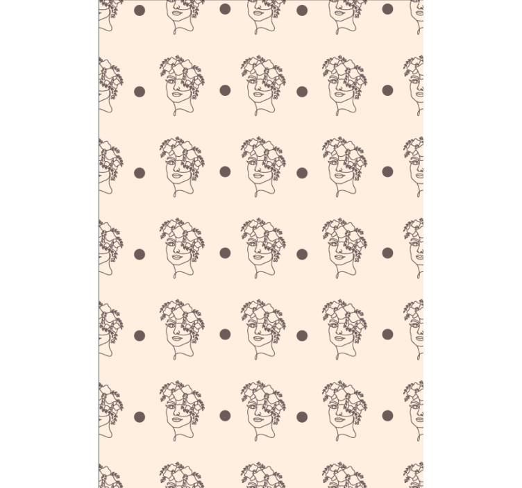 Papel de parede flores silhueta minimalista mulher fofa - TenStickers