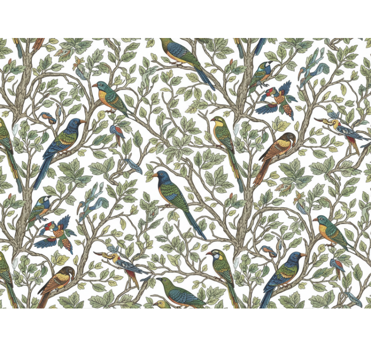 Papel de parede árvores pássaros na floresta - TenStickers