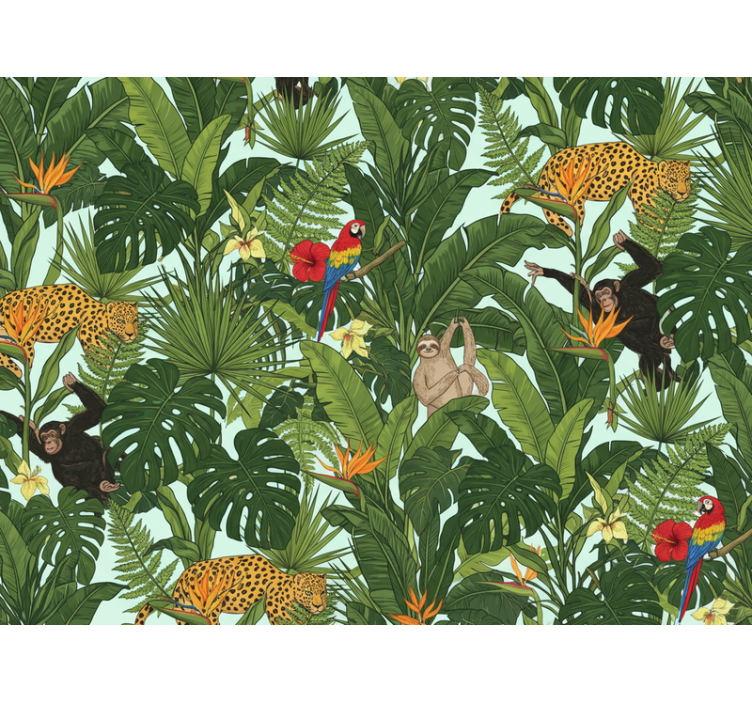 Papel de parede selva tropical com animais - TenStickers