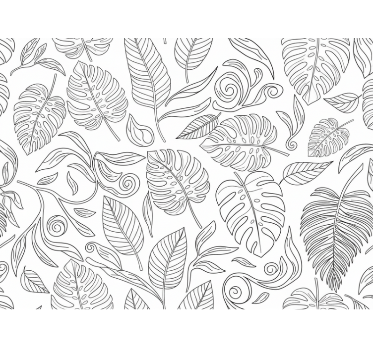 Papel de parede moderno botânico preto e branco - TenStickers