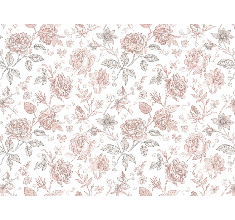 Papel de parede flores esboço de rosa vintage - TenStickers