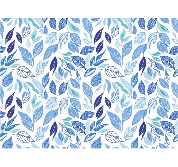Papel de parede flores folhas desenhadas em azul - TenStickers