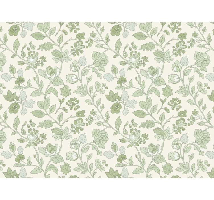 Papel de parede pedra creme floral verde - TenStickers