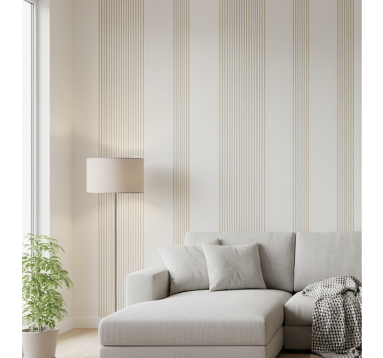Papel de parede vertical creme linear minimalista - TenStickers