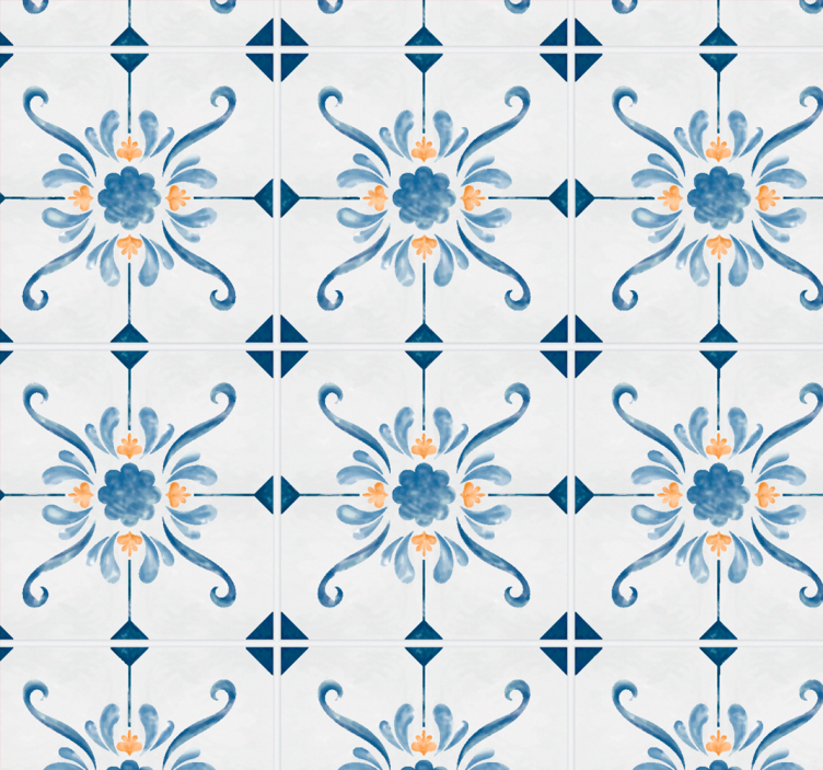 Papel de parede para casa de banho azulejo azul - TenStickers