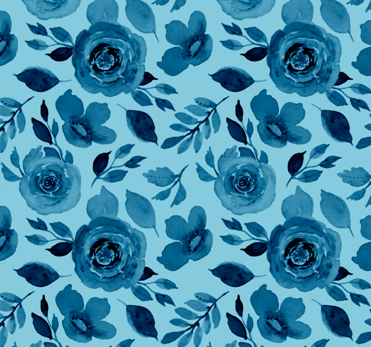 Papel de parede floral azul  - TenStickers