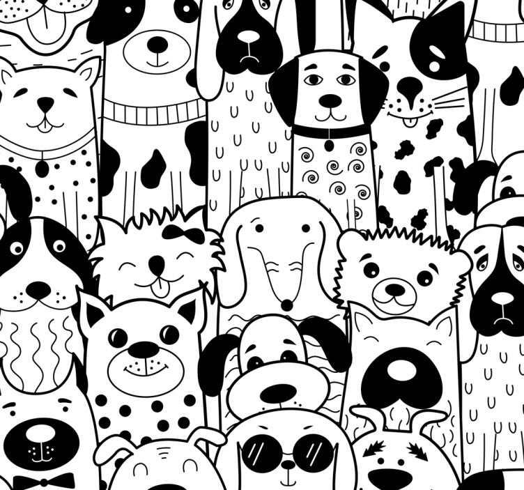 Papel de parede de animais padrão de cães - TenStickers