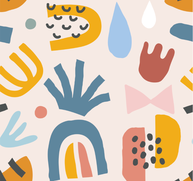 Papel de parede para sala de estar figuras abstratas - TenStickers