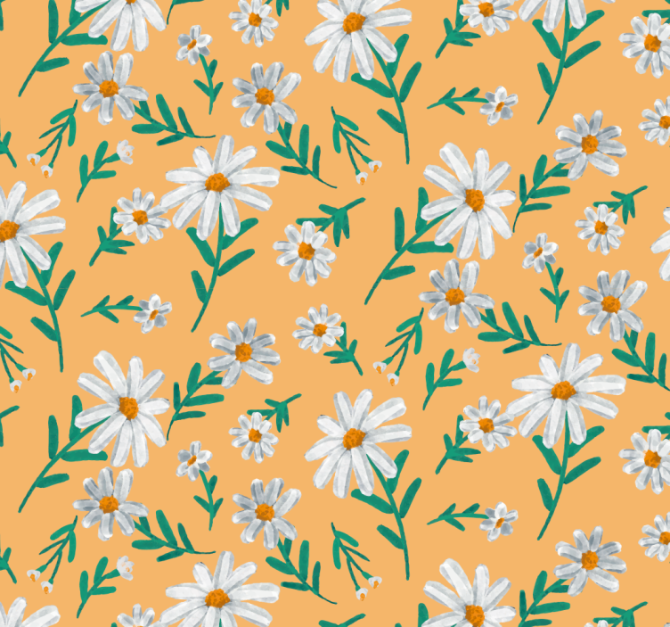 Papel de parede de flores Margaridas sobre fundo amarelo - TenStickers