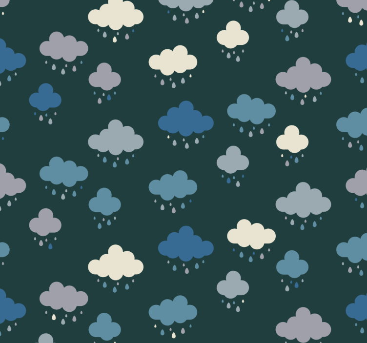 papel de parede quarto de bebé cena de chuva nublada - TenStickers