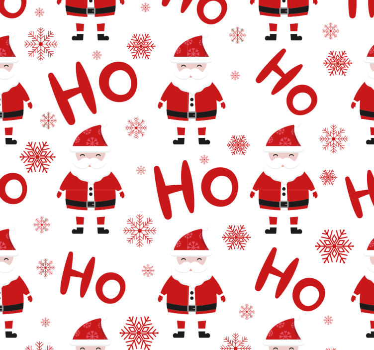 papel parede sala Papai noel e padrão hohoho - TenStickers