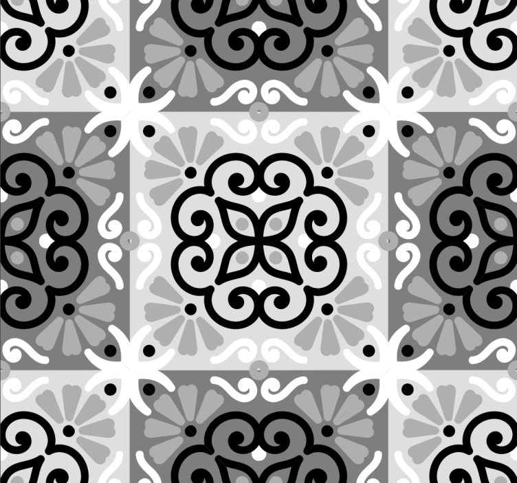 papel de parede ornamental Ornamento Preto - TenStickers