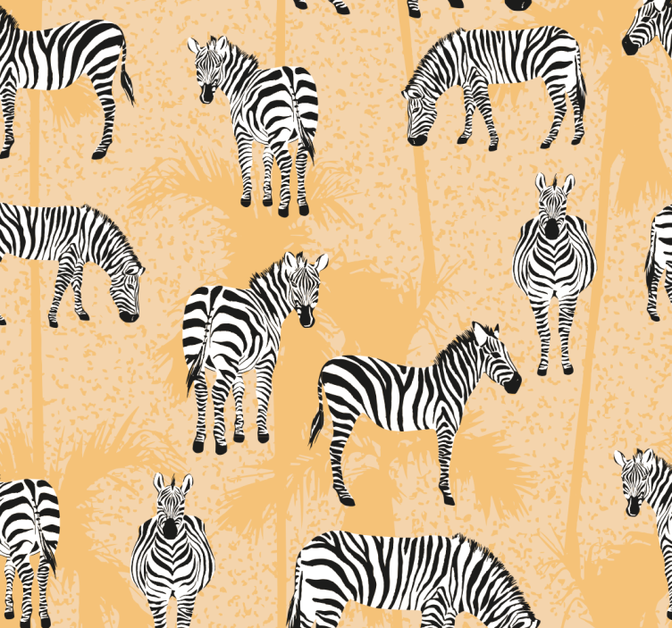 papel de parede de animais Zebra e palmas - TenStickers