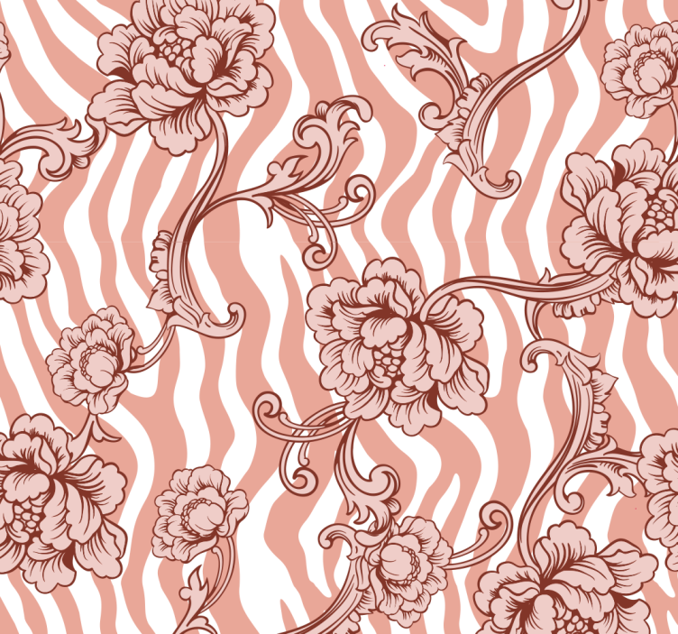 papel de parede de flores padrão ornamental floral - TenStickers