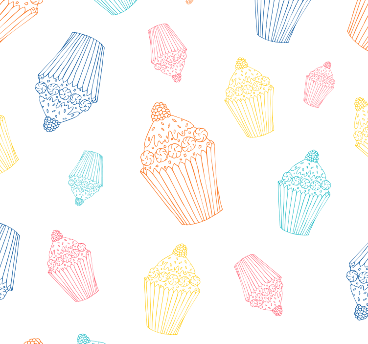 Papel de parede de cozinha cupcakes coloridos - TenStickers