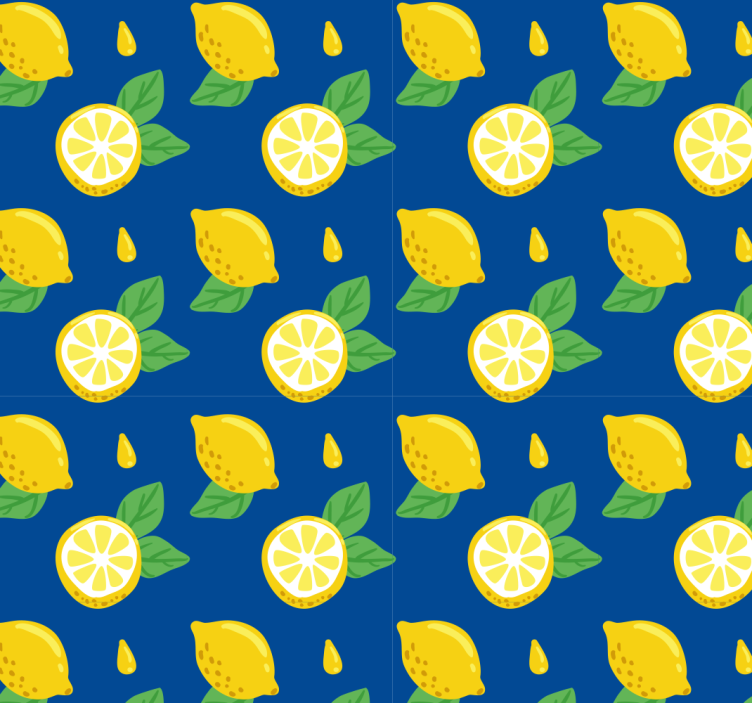 papel de parede ornamental Limões azuis e amarelos - TenStickers