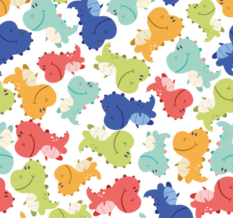Papel de parede dinossauros padrão de dinossauro alegre - TenStickers