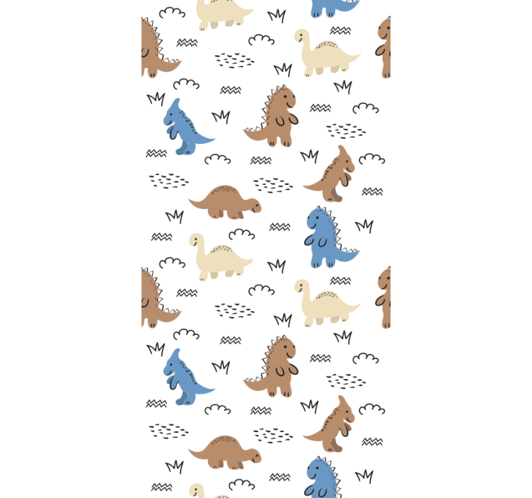 papel de parede infantil Felizes dinossuauros azuis e marrons - TenStickers