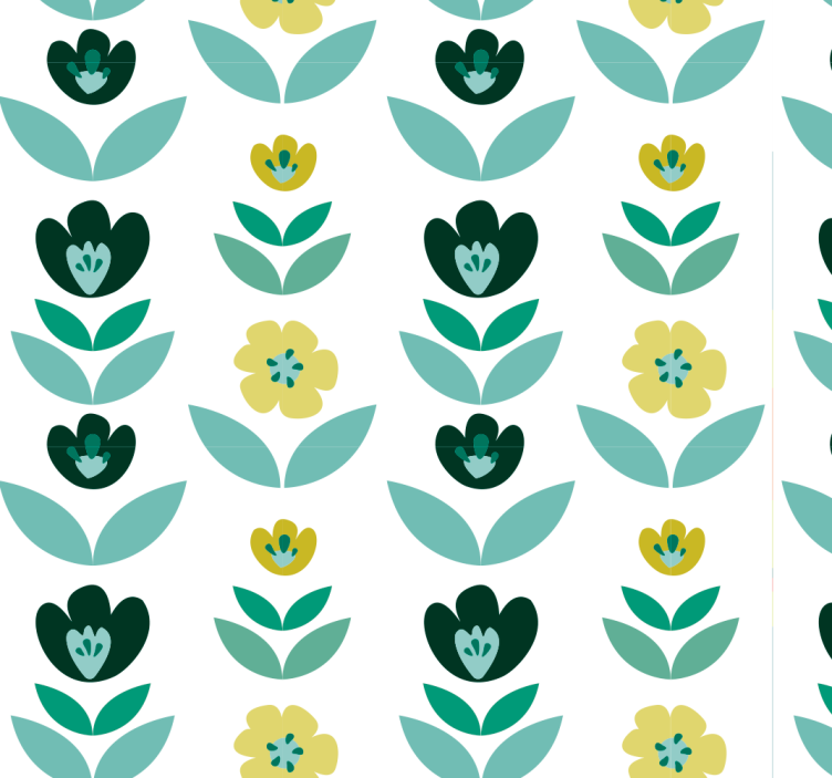 papel de parede natureza Flores Verdes - TenStickers