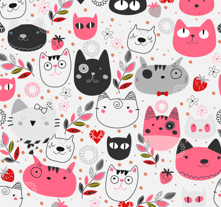 papel de parede de animais Gatos ilustrados - TenStickers