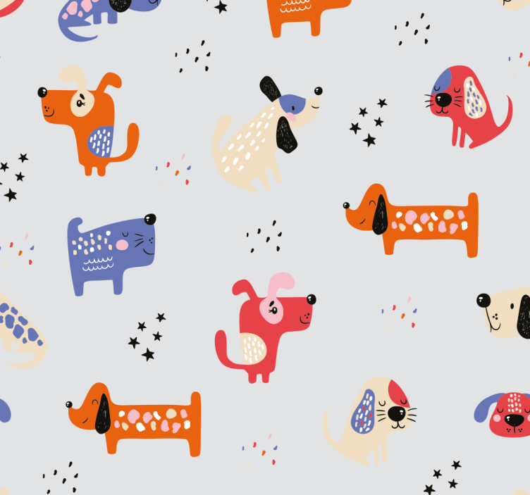 papel de parede de animais Cães ilustrados - TenStickers