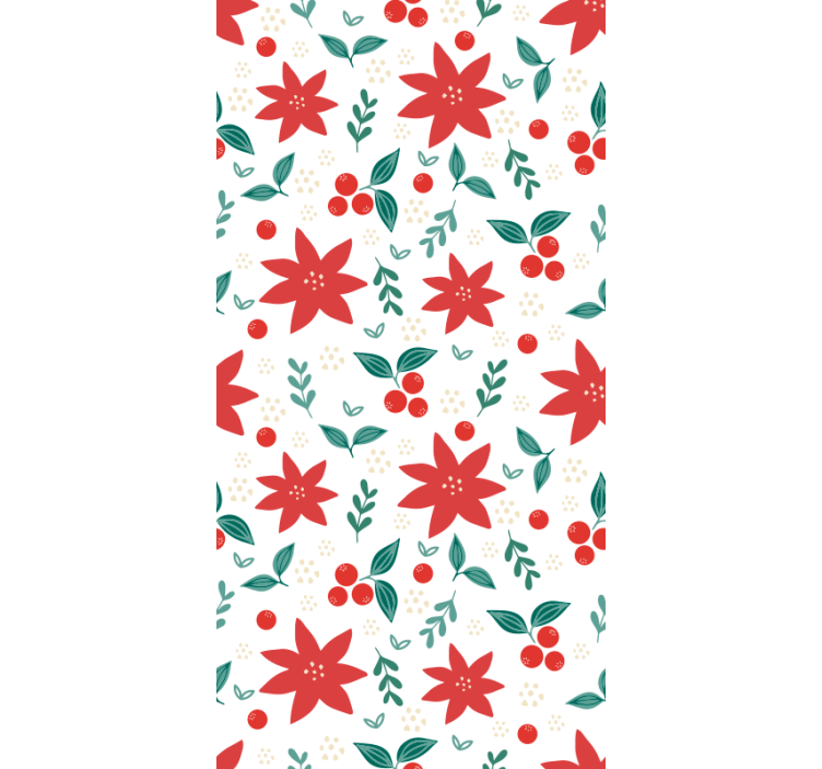 Papel de parede Natal padrão festivo de poinsétias - TenStickers