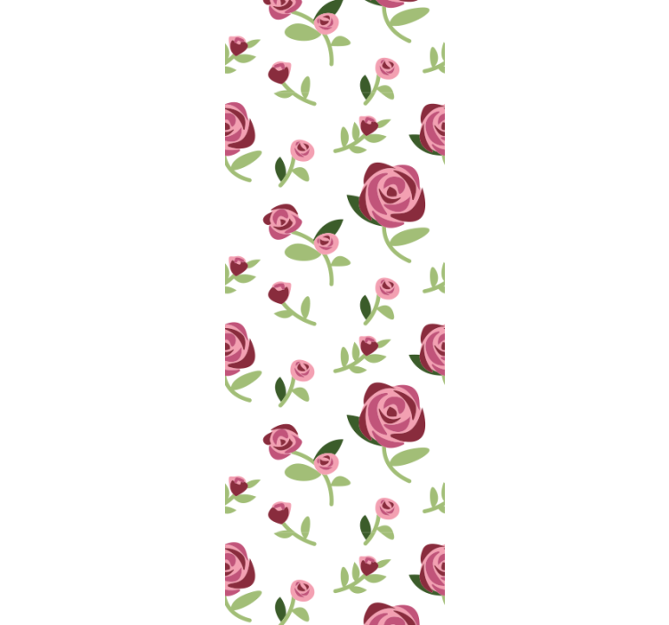 papel de parede floral Flores rosa em ramos verdes - TenStickers