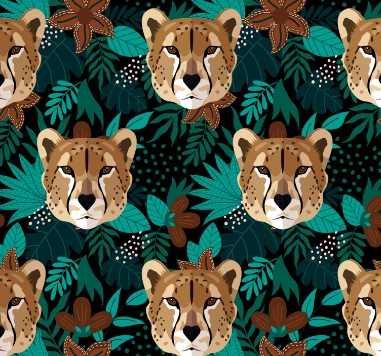 papel de parede animais padrão de chita da selva - TenStickers