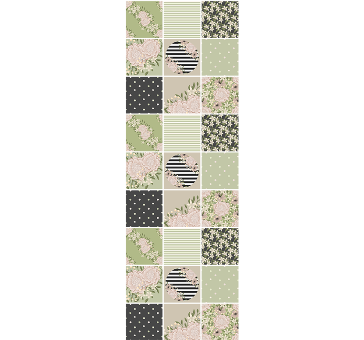 Papel de parede floral com design de patchwork floral - TenStickers