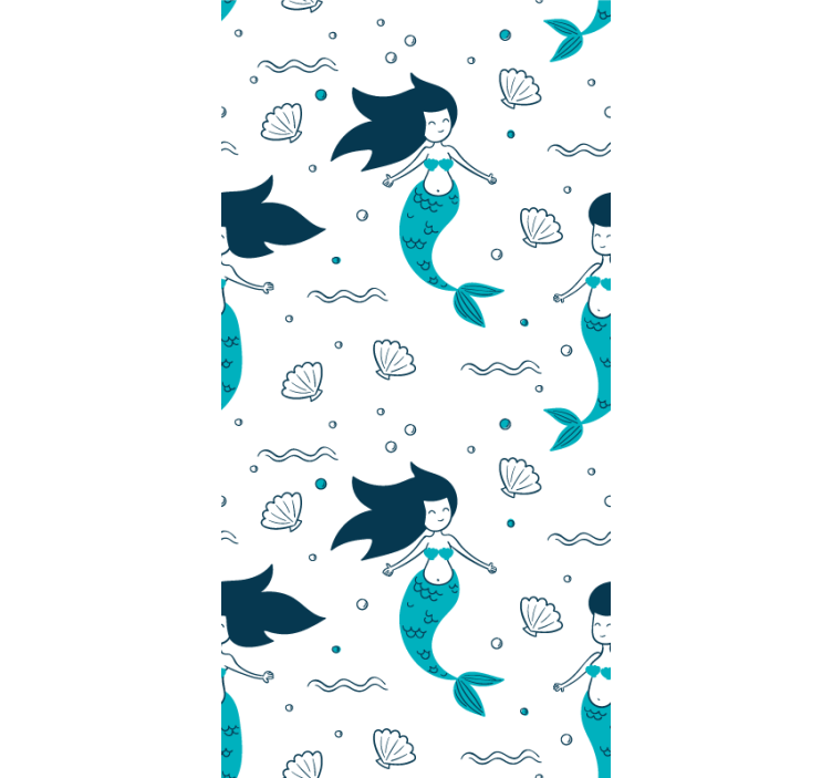 papel de parede azul Tema padrão de sereia - TenStickers