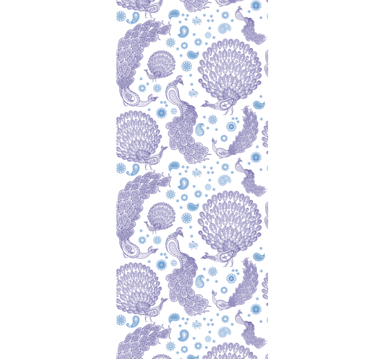 papel de parede artístico motivo de pena de pavão - TenStickers