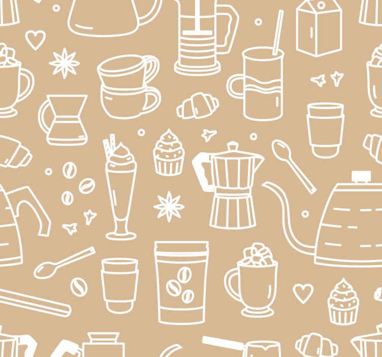 papel de parede para cozinha conjunto de motivos de café - TenStickers