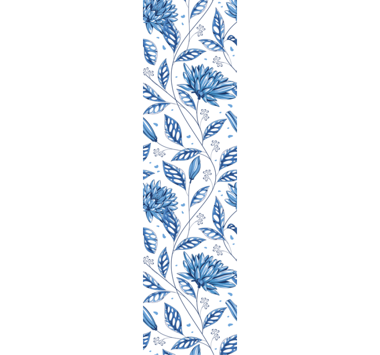 papel de parede flores padrão floral azul - TenStickers