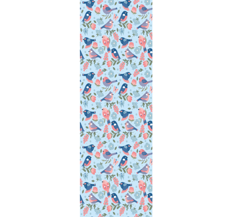 Papel de parede pássaros padrão floral de pássaros - TenStickers